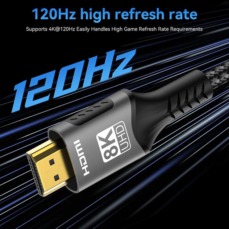 WG232 8K 60Hz HDMI 2.1 Ultra HD Braided Adapter Cable, Length:2m - Black