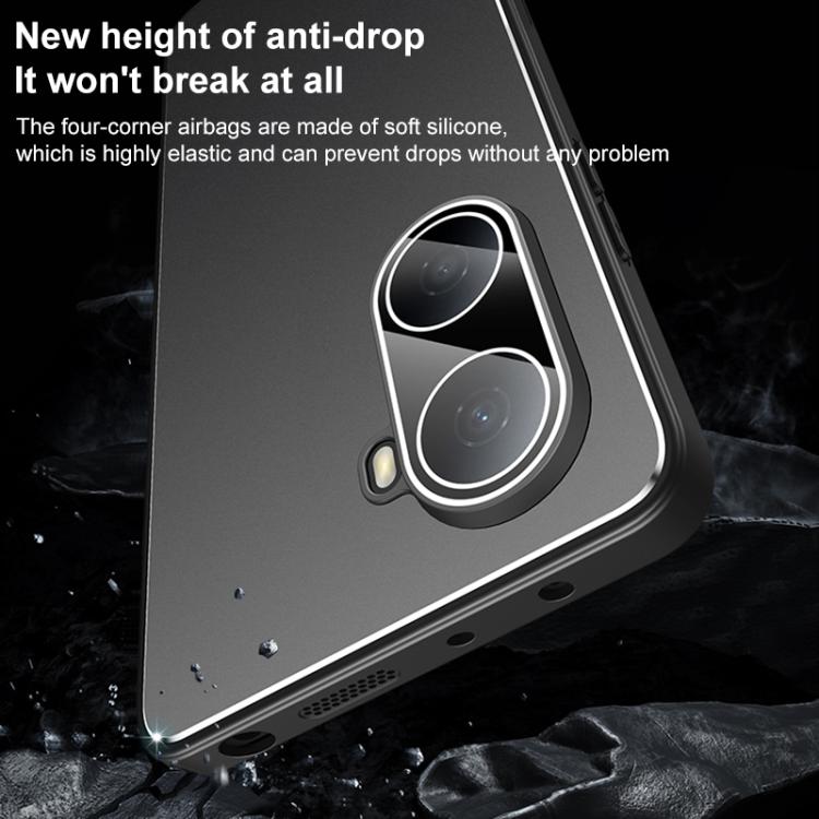 For Huawei Enjoy 80 Plus Golden Shield Metal Frosted Lens Film Phone Case
