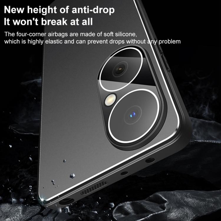 For Huawei Enjoy 80 Golden Shield Metal Frosted Lens Film Phone Case