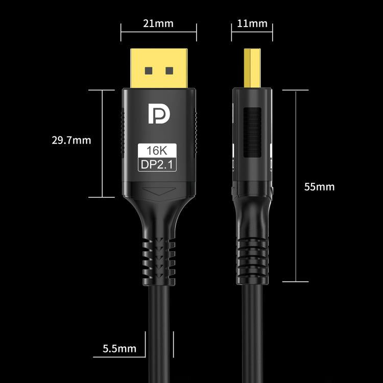 WG231 16K 60Hz DisplayPort 2.1 Male to DisplayPort 2.1 Male HD Adapter Cable, Length:3m - Black