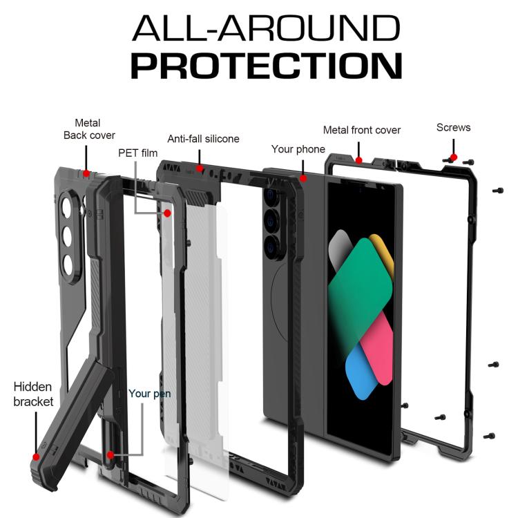 For Samsung Galaxy Z Fold6 360 Full Body Life Waterproof Metal Phone Case