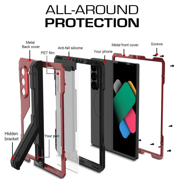 For Samsung Galaxy Z Fold6 360 Full Body Life Waterproof Metal Phone Case