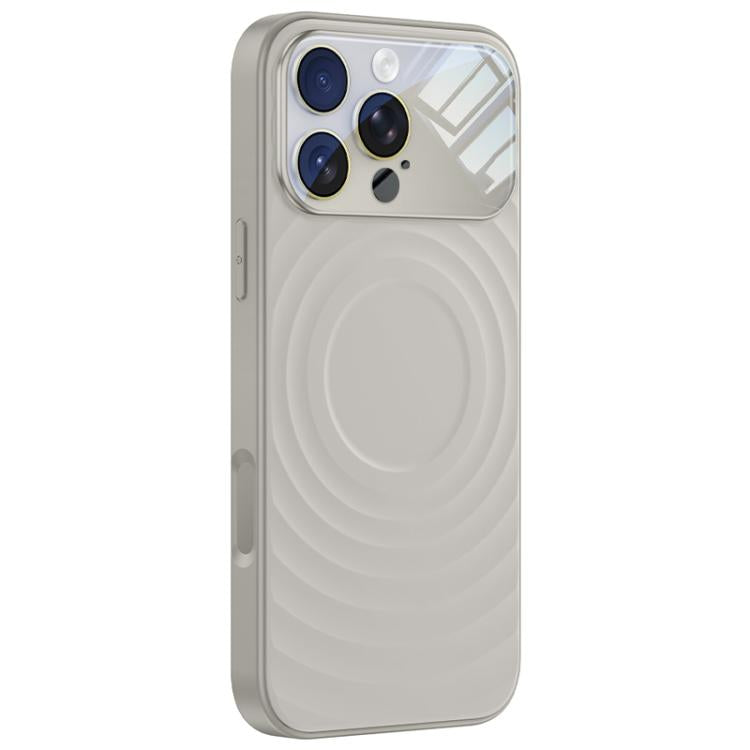 For iPhone 16 Pro Max Ripple Texture Large Windows Liquid Silicone Phone Case
