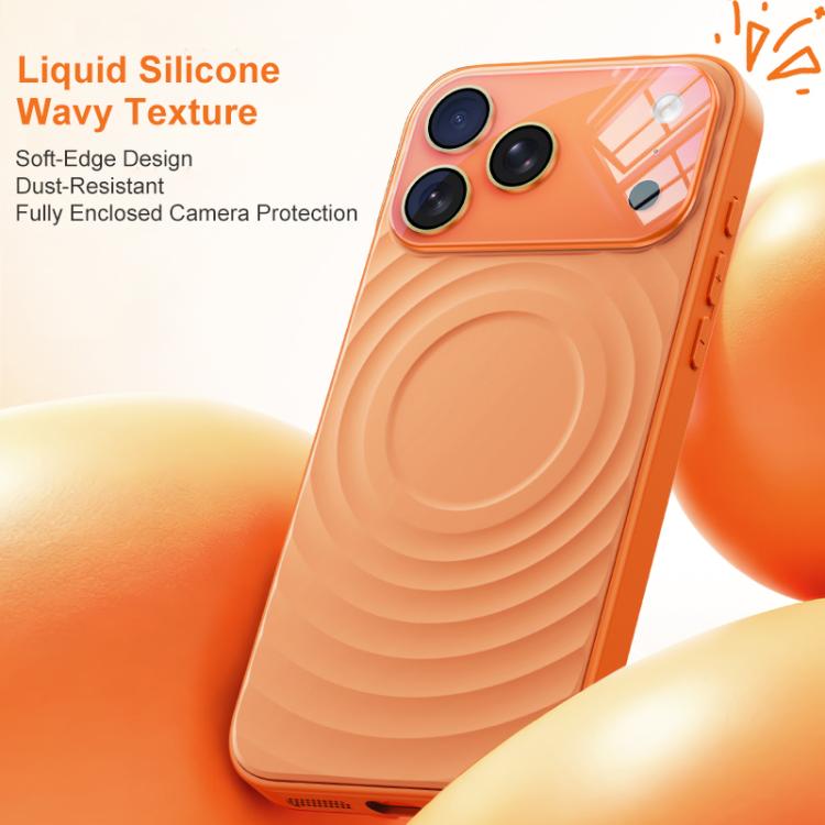 For iPhone 17 Pro Max Ripple Texture Large Windows Liquid Silicone Phone Case