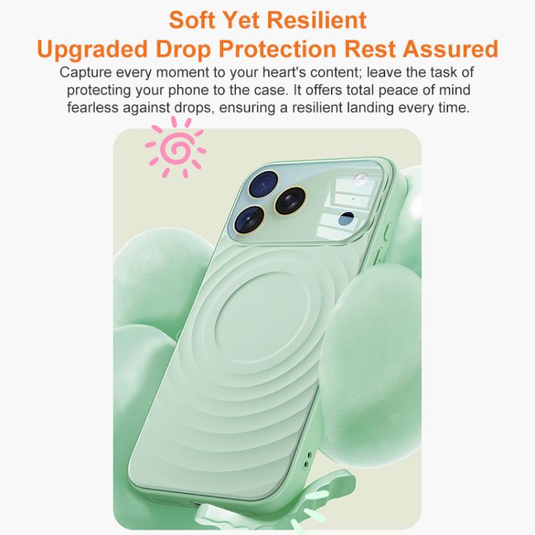 For iPhone 16 Pro Ripple Texture Large Windows Liquid Silicone Phone Case