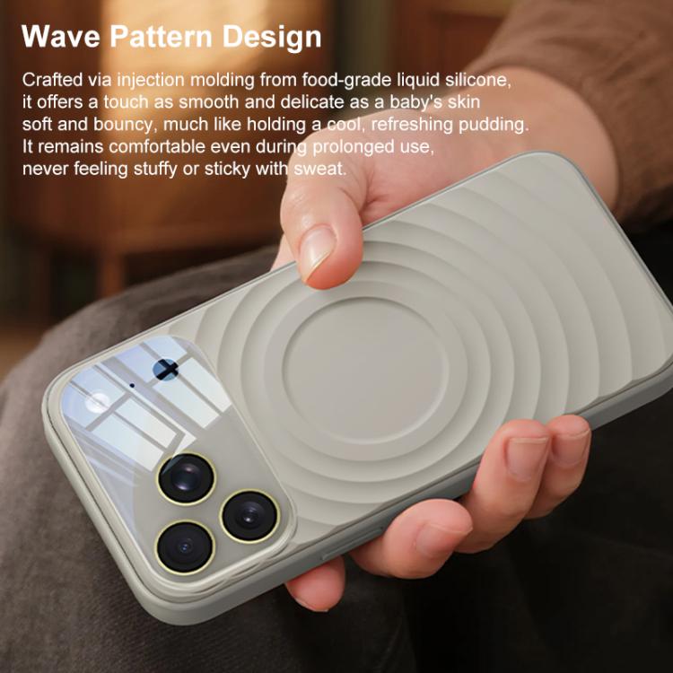 For iPhone 17 Pro Max Ripple Texture Large Windows Liquid Silicone Phone Case