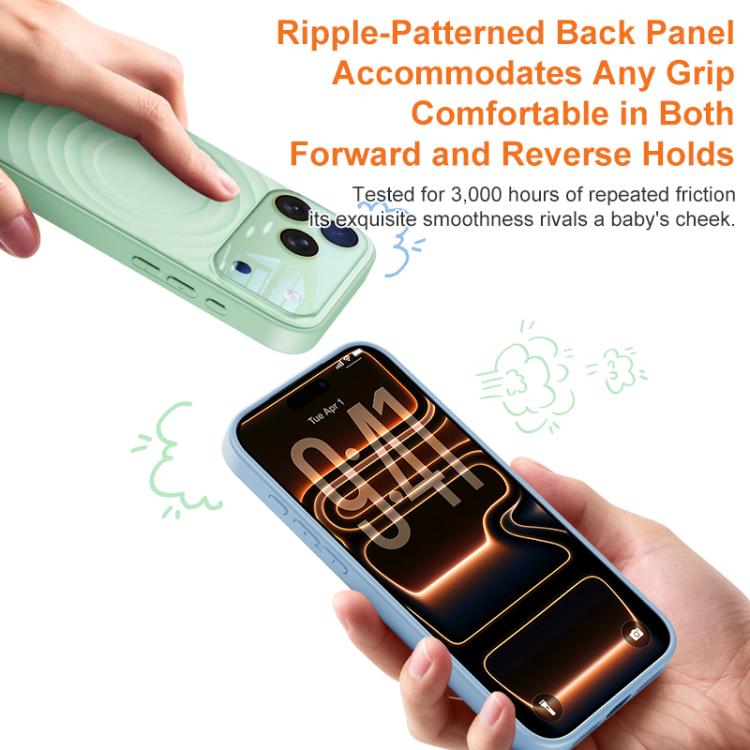 For iPhone 17 Pro Max Ripple Texture Large Windows Liquid Silicone Phone Case