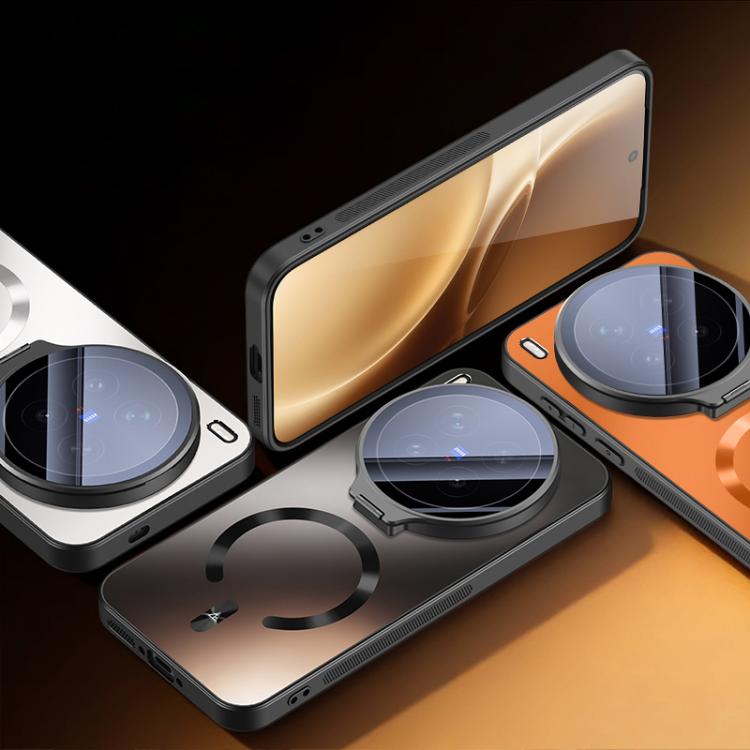 For vivo X200 Pro mini Ice Magnetic Straight Edge Lens Holder Magnetic Phone Case