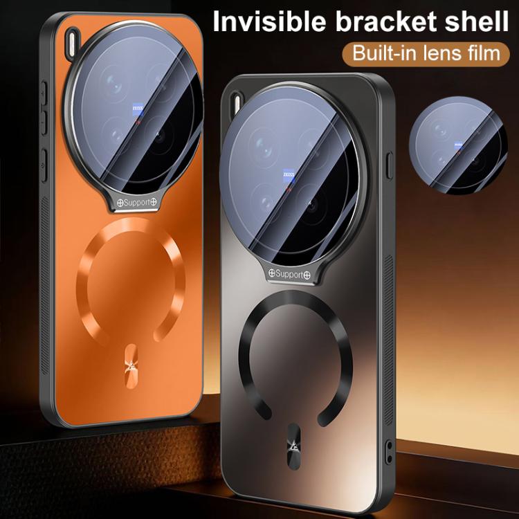 For vivo X200 Pro Ice Magnetic Straight Edge Lens Holder Magnetic Phone Case