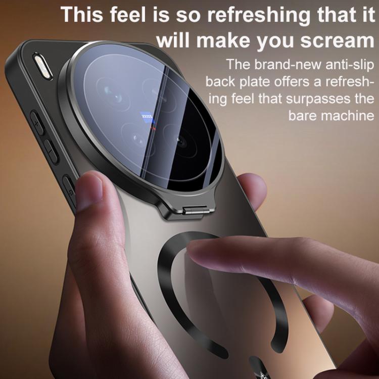 For vivo X200 Pro Ice Magnetic Straight Edge Lens Holder Magnetic Phone Case