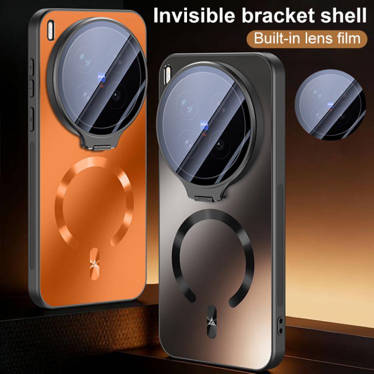 For vivo X300 Ultra Ice Magnetic Straight Edge Lens Holder Magnetic Phone Case