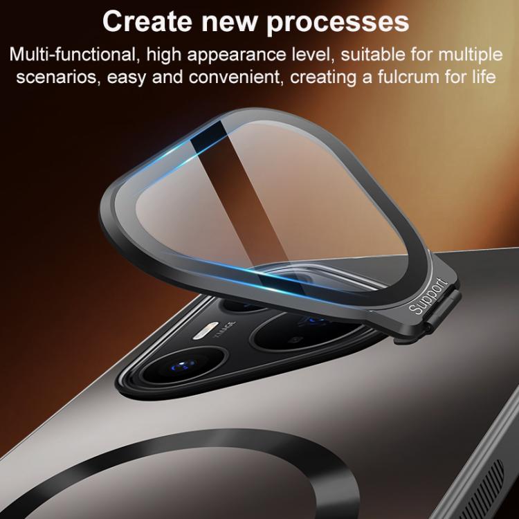 For Huawei Pura 80 5G Ice Magnetic Straight Edge Lens Holder Magnetic Phone Case
