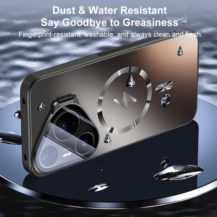For Huawei Pura 80 Straight Edge Camshield Lens Frame Holder Magnetic Phone Case