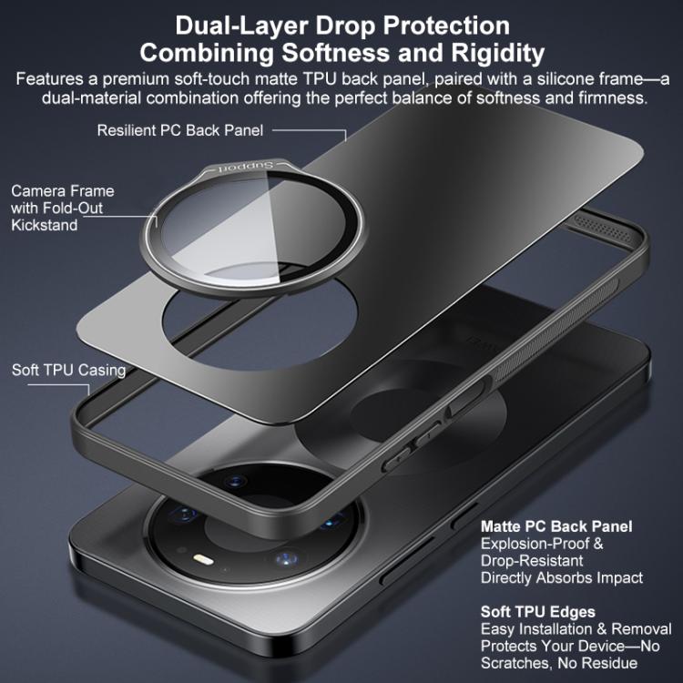 For Huawei Mate 80 Pro Max Imitation Mate 80 Frosted Camshield Lens-Integrated Holder Phone Case