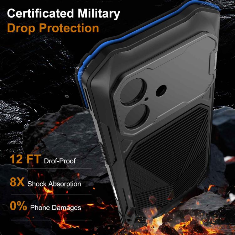 For iPhone 17 Metal Armor Construction IP65 Waterproof Magnetic Phone Case