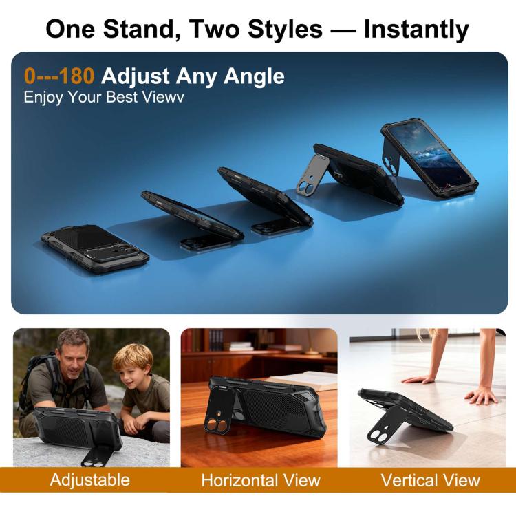 For iPhone 17 Metal Armor Construction IP65 Waterproof Magnetic Phone Case
