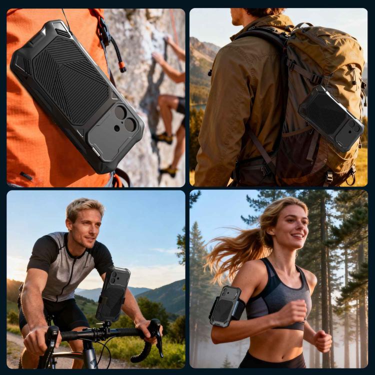 For iPhone 17 Metal Armor Construction IP65 Waterproof Magnetic Phone Case