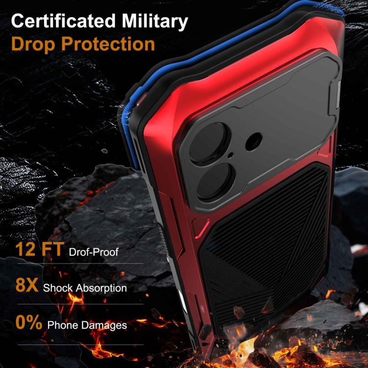 For iPhone 17 Metal Armor Construction IP65 Waterproof Magnetic Phone Case