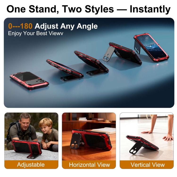 For iPhone 17 Metal Armor Construction IP65 Waterproof Magnetic Phone Case