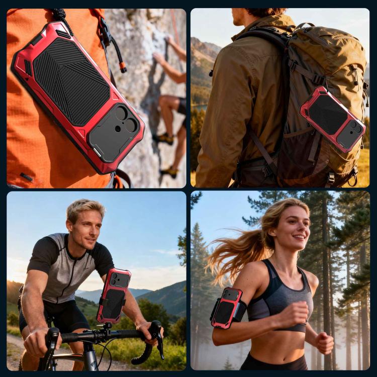 For iPhone 17 Metal Armor Construction IP65 Waterproof Magnetic Phone Case