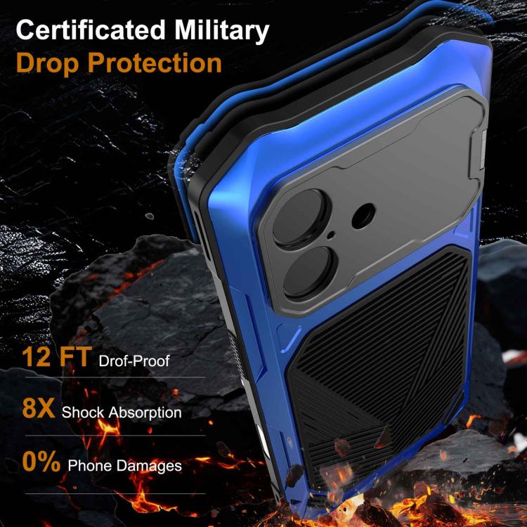 For iPhone 17 Metal Armor Construction IP65 Waterproof Magnetic Phone Case