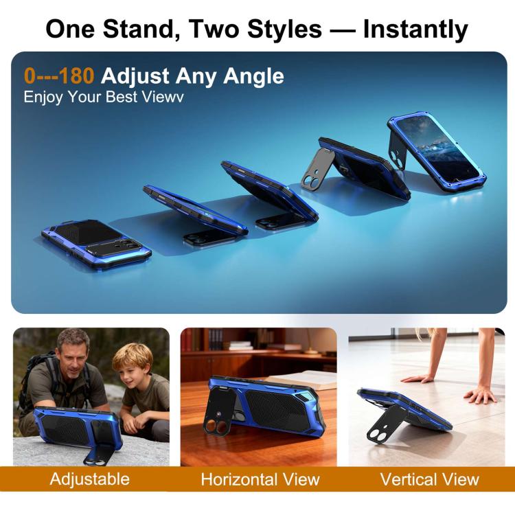 For iPhone 17 Metal Armor Construction IP65 Waterproof Magnetic Phone Case