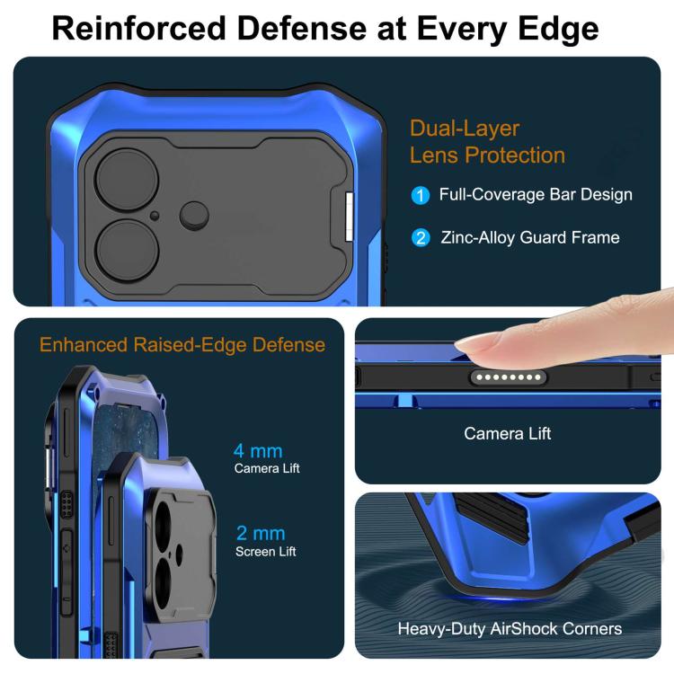 For iPhone 17 Metal Armor Construction IP65 Waterproof Magnetic Phone Case