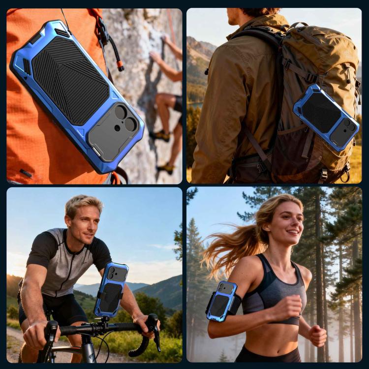 For iPhone 17 Metal Armor Construction IP65 Waterproof Magnetic Phone Case
