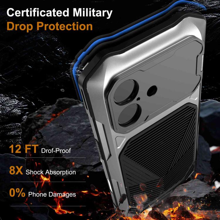 For iPhone 17 Metal Armor Construction IP65 Waterproof Magnetic Phone Case