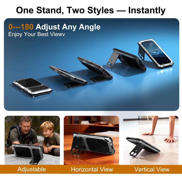 For iPhone 17 Metal Armor Construction IP65 Waterproof Magnetic Phone Case