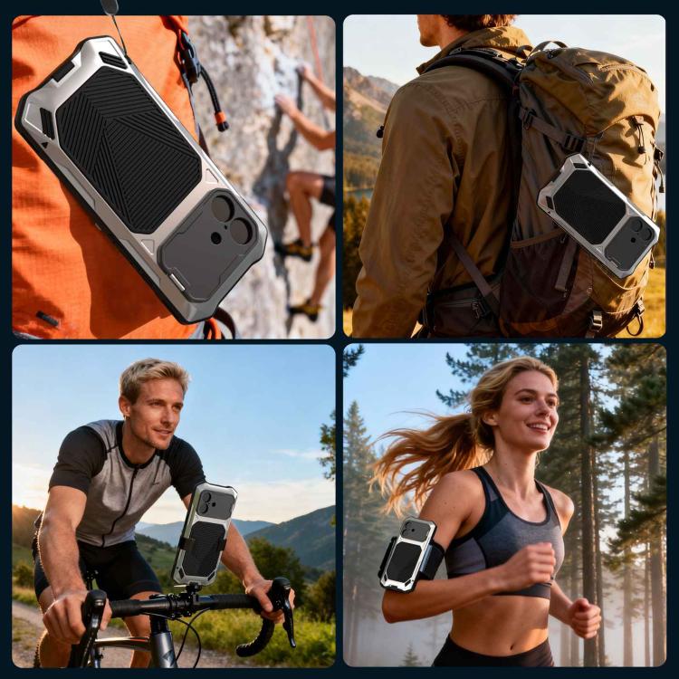 For iPhone 17 Metal Armor Construction IP65 Waterproof Magnetic Phone Case