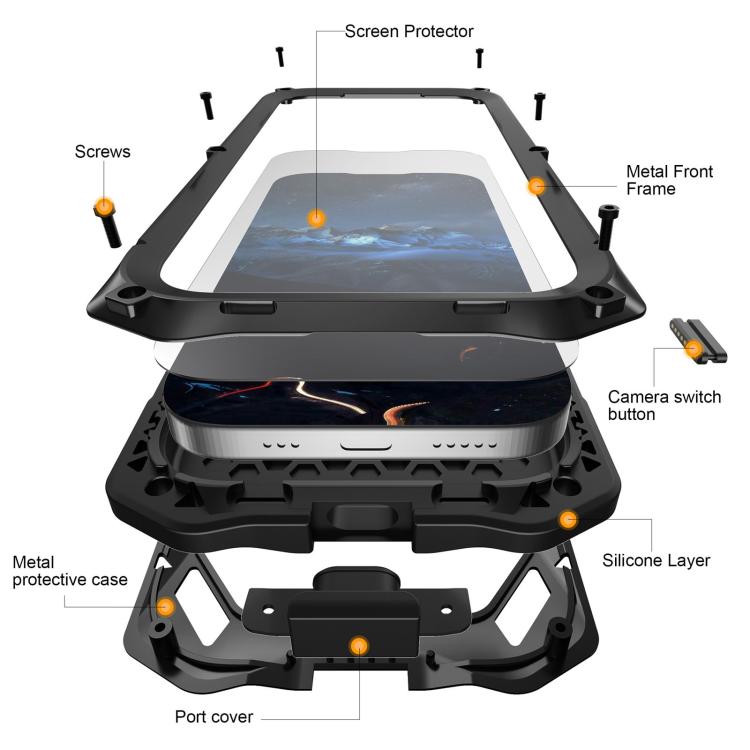 For iPhone Air Metal Armor Construction IP65 Waterproof Magnetic Phone Case