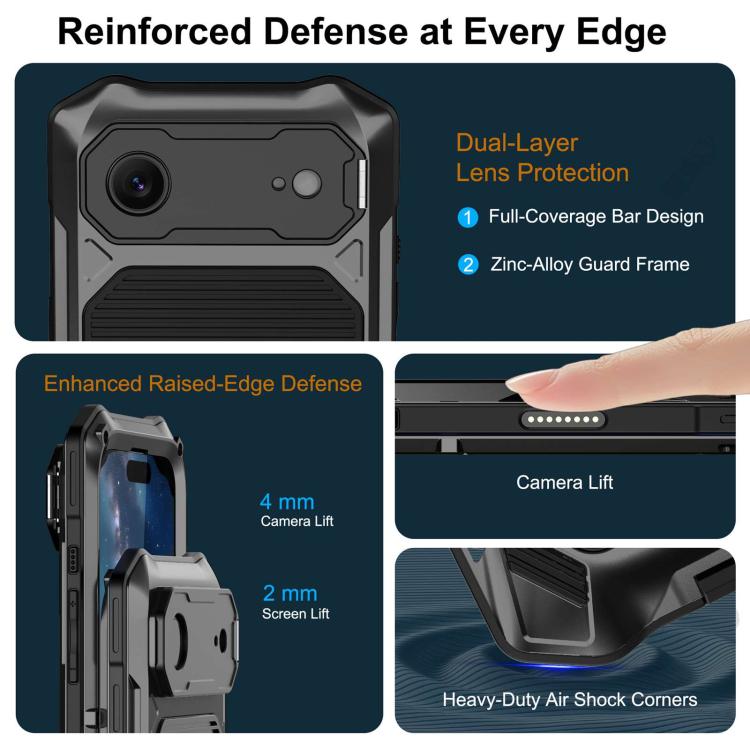For iPhone Air Metal Armor Construction IP65 Waterproof Magnetic Phone Case