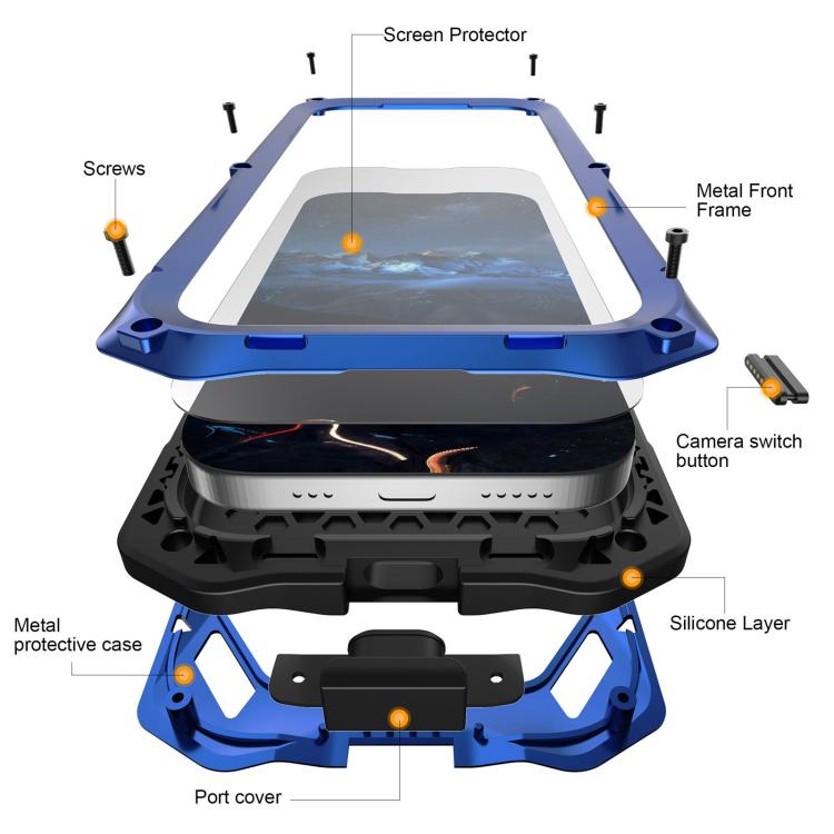 For iPhone Air Metal Armor Construction IP65 Waterproof Magnetic Phone Case
