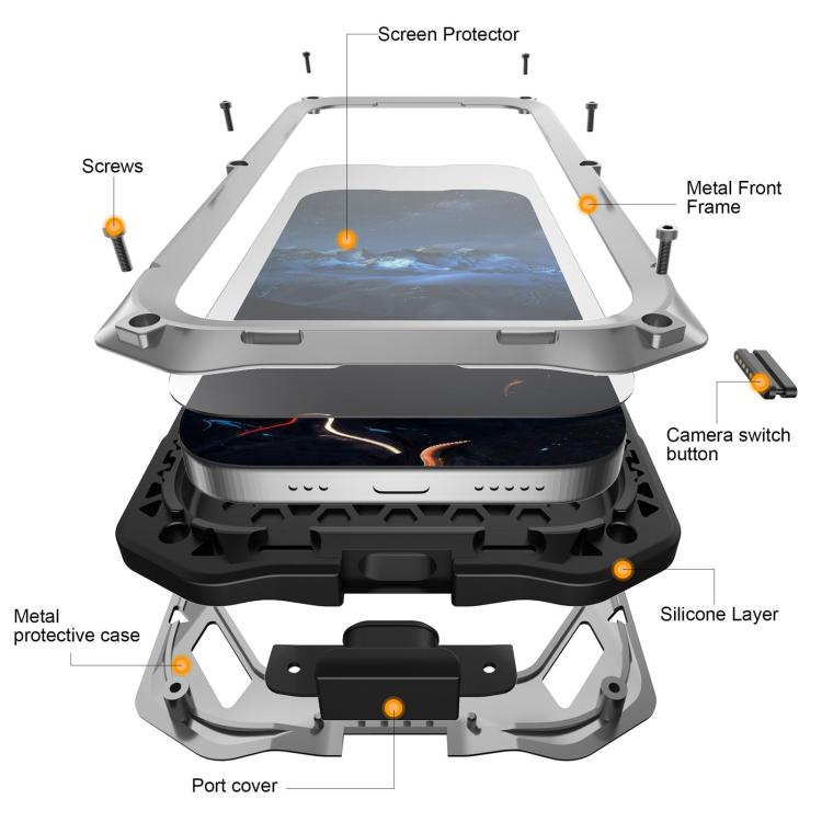 For iPhone Air Metal Armor Construction IP65 Waterproof Magnetic Phone Case
