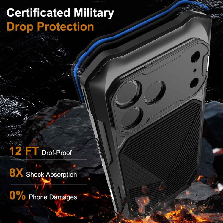 For iPhone 17 Pro Metal Armor Construction IP65 Waterproof Magnetic Phone Case