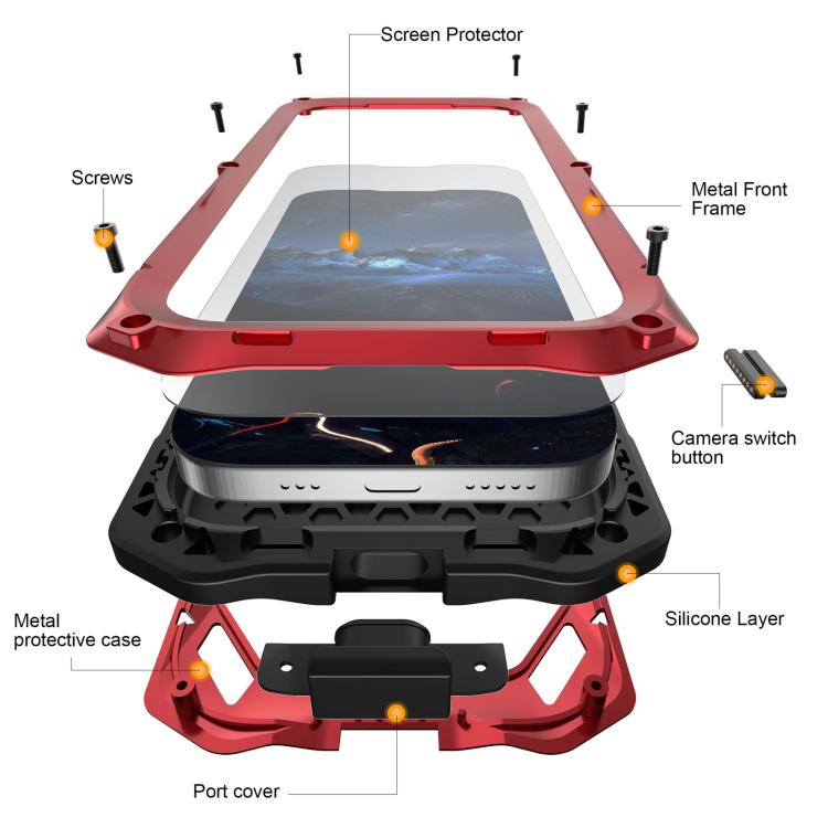 For iPhone 17 Pro Metal Armor Construction IP65 Waterproof Magnetic Phone Case