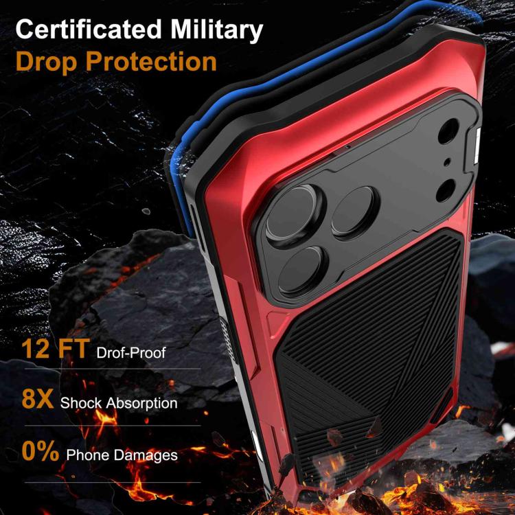 For iPhone 17 Pro Metal Armor Construction IP65 Waterproof Magnetic Phone Case