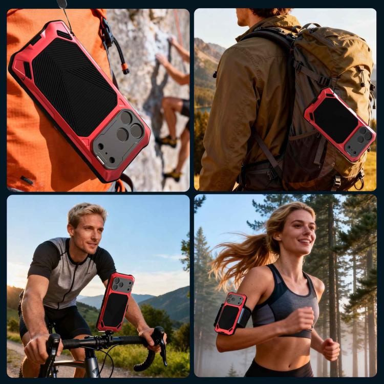 For iPhone 17 Pro Metal Armor Construction IP65 Waterproof Magnetic Phone Case
