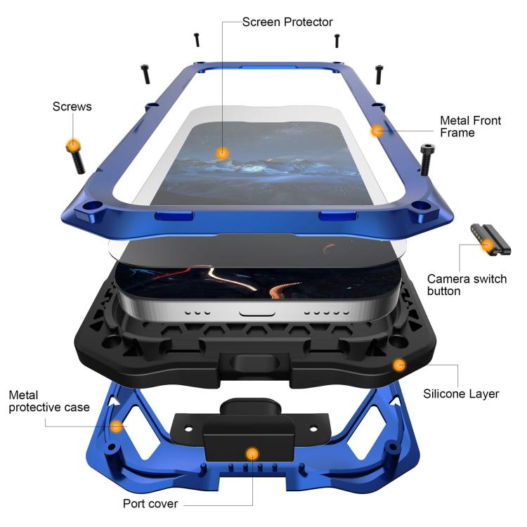 For iPhone 17 Pro Metal Armor Construction IP65 Waterproof Magnetic Phone Case