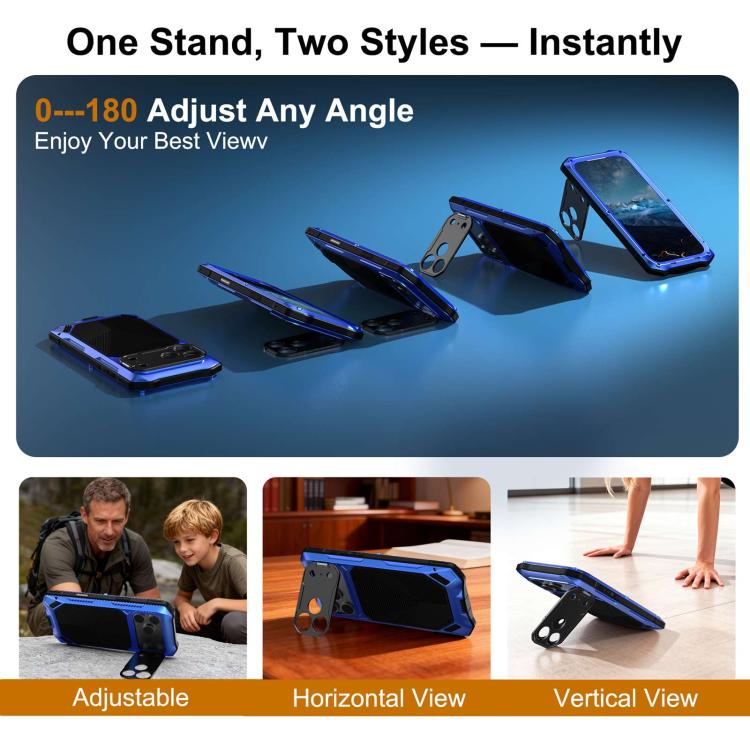 For iPhone 17 Pro Metal Armor Construction IP65 Waterproof Magnetic Phone Case