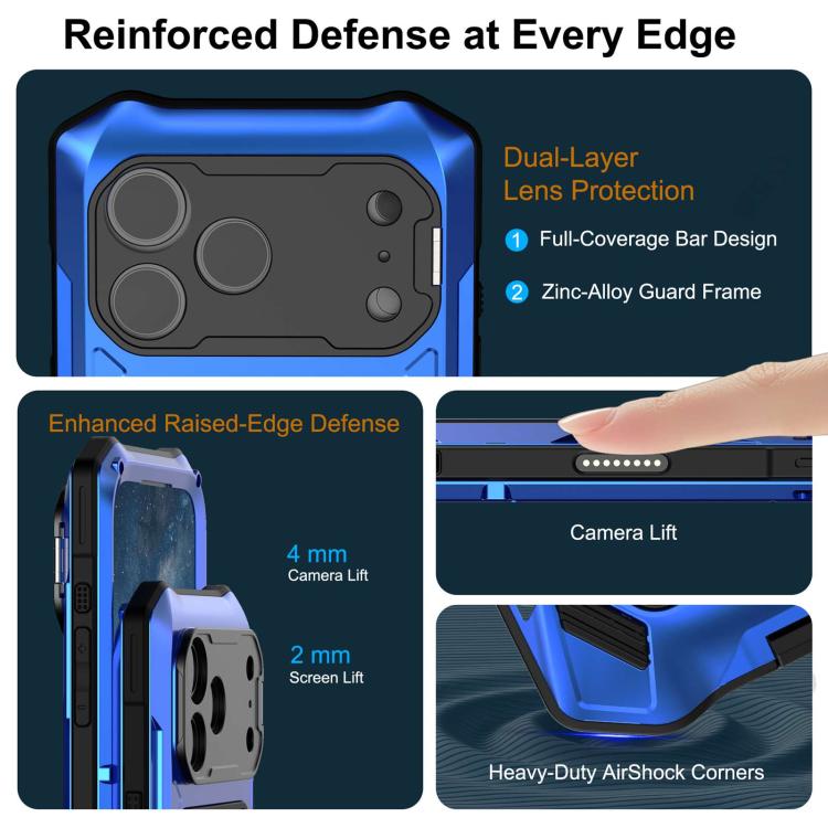 For iPhone 17 Pro Metal Armor Construction IP65 Waterproof Magnetic Phone Case