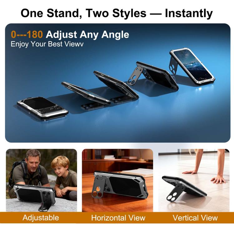 For iPhone 17 Pro Metal Armor Construction IP65 Waterproof Magnetic Phone Case