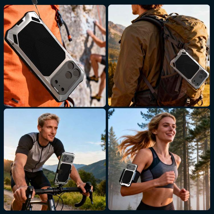 For iPhone 17 Pro Metal Armor Construction IP65 Waterproof Magnetic Phone Case