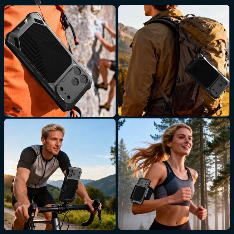 For iPhone 17 Pro Max Metal Armor Construction IP65 Waterproof Magnetic Phone Case