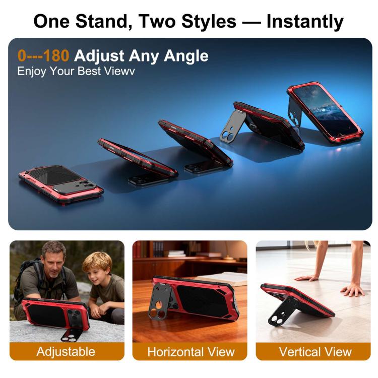 For iPhone 17 Pro Max Metal Armor Construction IP65 Waterproof Magnetic Phone Case
