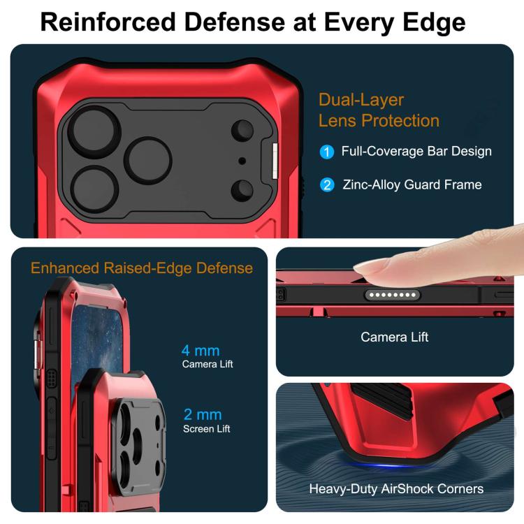 For iPhone 17 Pro Max Metal Armor Construction IP65 Waterproof Magnetic Phone Case