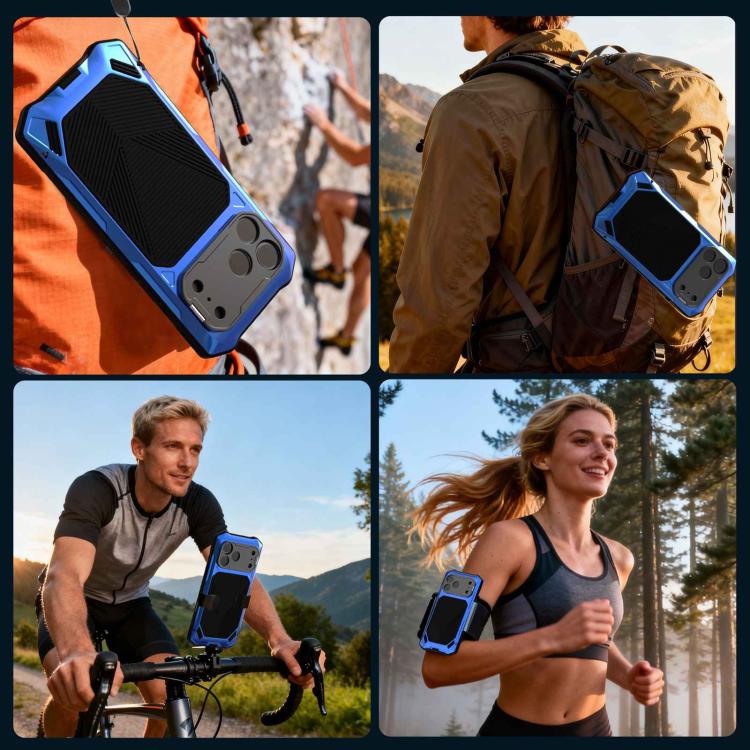 For iPhone 17 Pro Max Metal Armor Construction IP65 Waterproof Magnetic Phone Case