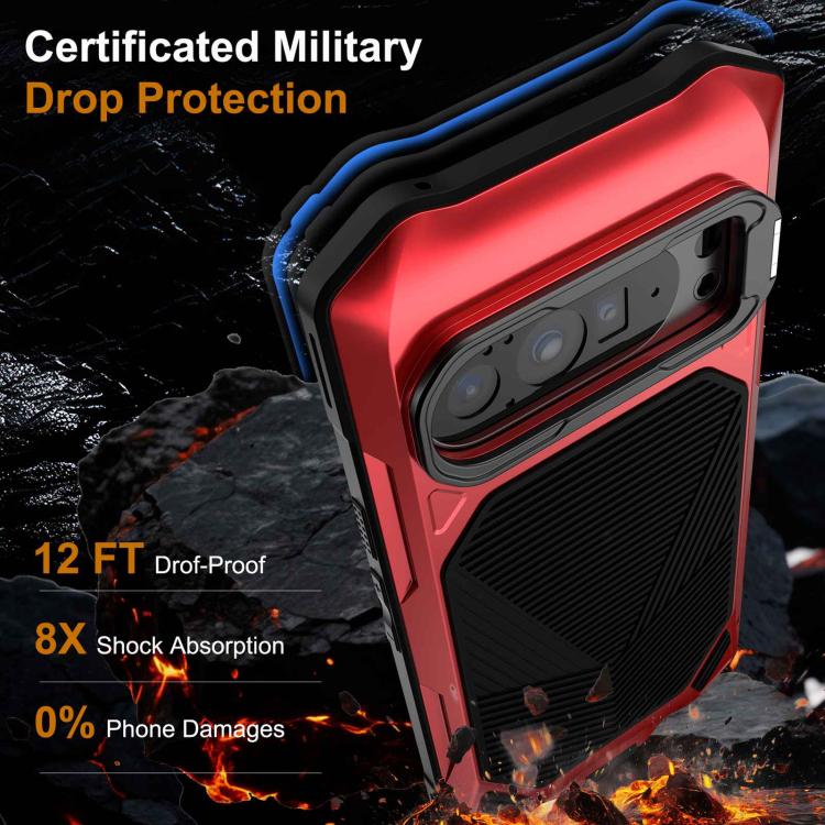 For Google Pixel 9/9 Pro/10/10 Pro Metal Armor Construction IP65 Waterproof Magnetic Phone Case