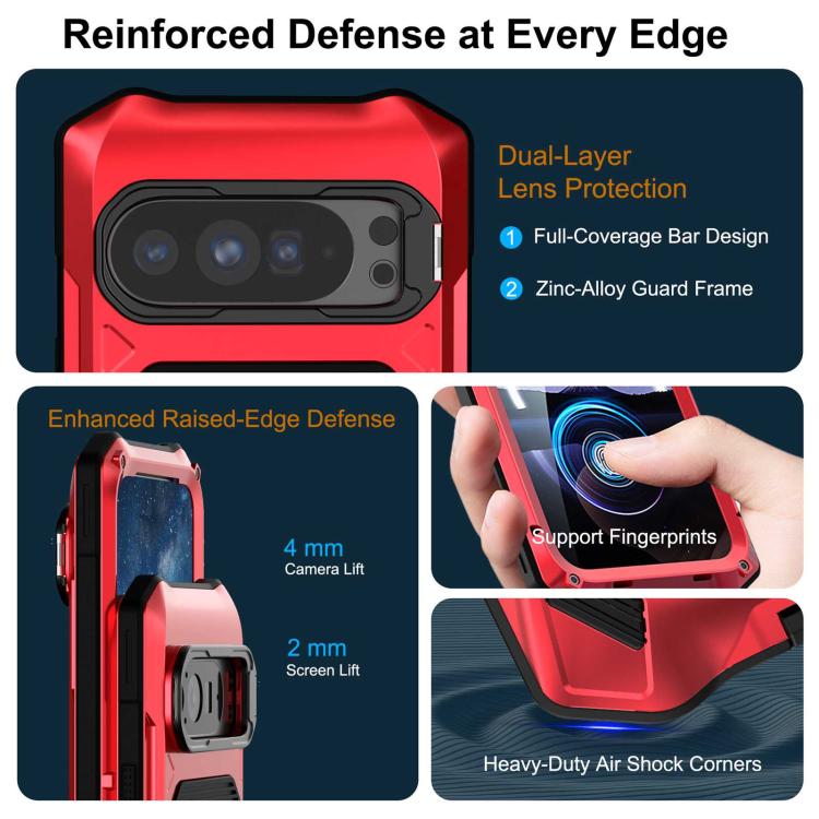 For Google Pixel 9/9 Pro/10/10 Pro Metal Armor Construction IP65 Waterproof Magnetic Phone Case